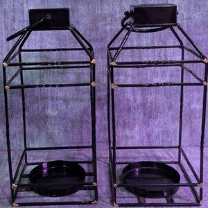 Black Metal Candle Lanterns Set of 2
